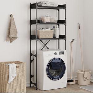 vidaXL Wasmachinekast 67x25x163 cm bewerkt hout zwart