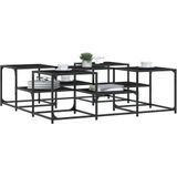 vidaXL - Salontafel - 121x121x40 - cm - bewerkt - hout - zwart