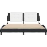 vidaXL - Bedframe - met - hoofdbord - kunstleer - zwart - en - witx200 - cm