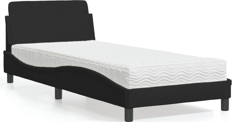 vidaXL Bed met matras "Dover" stof zwart 90x190 cm