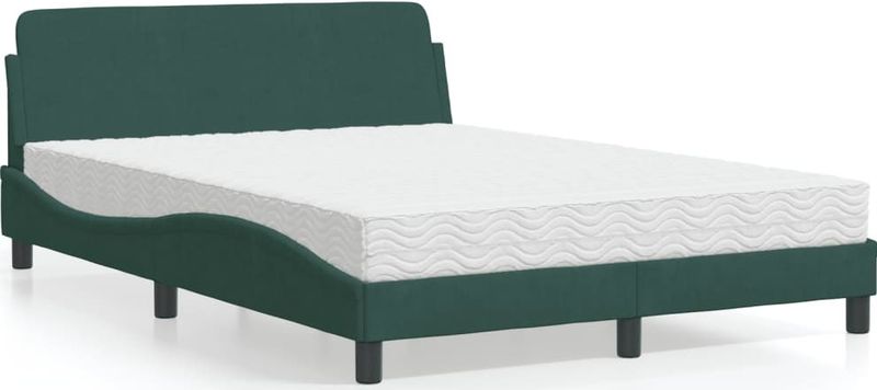 vidaXL - Bed - met - matras - fluweel - donkergroenx200 - cm