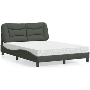 vidaXL Bett mit Matratze ""Hvar"" Dunkelgrau 140x190 cm Stoff