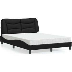 vidaXL Bett mit Matratze Schwarz 140x190 cm Kunstleder