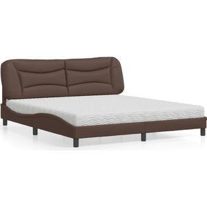 vidaXL Bed met matras "Hvar" kunstleer bruin 180x200 cm