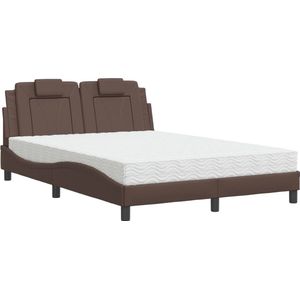 vidaXL Bett ""Viana"" mit Matratze Braun 140x190 cm Kunstleder