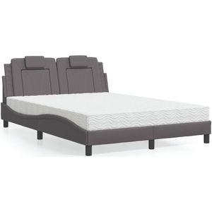 vidaXL - Bed - met - matras - kunstleer - grijsx200 - cm