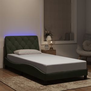 vidaXL Bedframe met LED-verlichting fluweel lichtgrijs 100x200 cm
