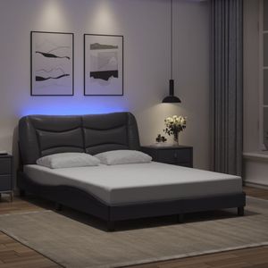 vidaXL Bettgestell mit LED ohne Matratze ""Hvar"" Grau 120x200 cm Kunstleder