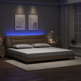 Bettgestell mit led Cappuccino-Braun 200x200 cm Kunstleder Vidaxl