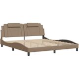 vidaXL Bettgestell ""Viana"" mit LED ohne Matratze Cappuccino-Braun 180x200 cm Kunstleder