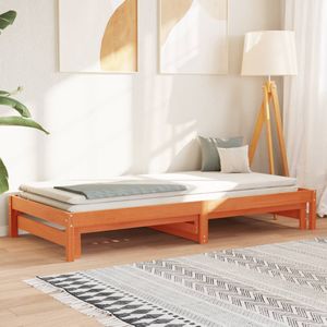 vidaXL - Slaapbank - met - onderschuifbed - 90x190 - cm - massief - grenenhout