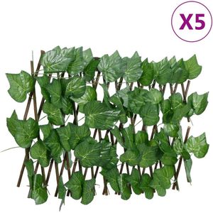 vidaXL-Kunstplant-druivenblad-latwerk-5-st-uittrekbaar-180x20-cm-groen