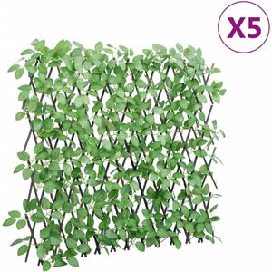 vidaXL-Kunstplant-klimop-op-latwerk-5-st-uittrekbaar-180x65-cm-groen