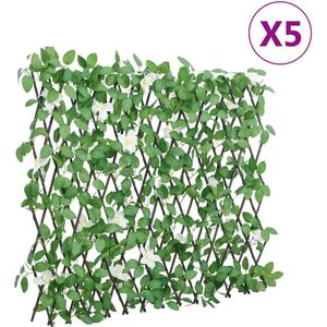 vidaXL-Kunstplant-klimop-op-latwerk-5-st-uittrekbaar-186x30-cm-groen
