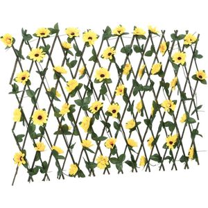Kunstplant klimop op latwerk uittrekbaar 180x60 cm geel