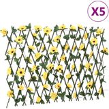 vidaXL Kunstplant klimop op latwerk 5 st uittrekbaar 180x60 cm geel
