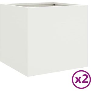 vidaXL Plantenbakken 2 st 32x30x29 cm koudgewalst staal wit