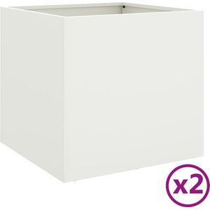 vidaXL Plantenbakken 2 st 42x40x39 cm koudgewalst staal wit