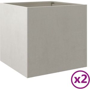 vidaXL Plantenbakken 2 st 42x40x39 cm roestvrij staal zilverkleurig