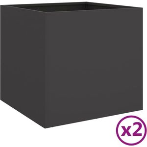 vidaXL-Plantenbakken-2-st-49x47x46-cm-koudgewalst-staal-zwart