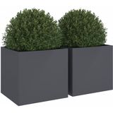 vidaXL Plantenbakken 2 st 49x47x46 cm staal antracietkleurig