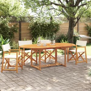 vidaXL - Tuinstoelen - 4 - st - inklapbaar - stof - crèmewit