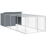Vidaxl - Hundehütte mit Auslauf Anthrazit 153x396x110cm Verzinkter Stahl