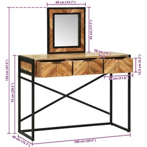 vidaXL Kaptafel - Massief Acaciahout - Zwart - 100x40x120 cm