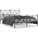 vidaXL - Bedframe - met - hoofd- - en - voeteneinde - metaal - zwart - 137x190 - cm