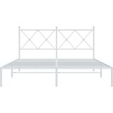 vidaXL - Bedframe - met - hoofdbord - metaal - witx200 - cm