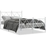 vidaXL Bedframe met hoofd- en voeteneinde metaal wit 120 x 190 cm