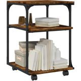 Printerstandaard - 3-Lagen - Hout - Stalen Frame - Verplaatsbaar