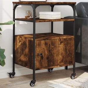 vidaXL - Printerkastje - 3-laagsx40x76 - cm - bewerkt - hout - gerookt - eiken