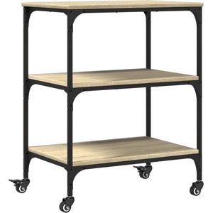 vidaXL - Keukentrolley - Sonoma Eikenkleurig - Bewerkt Hout - 60x41x76 cm