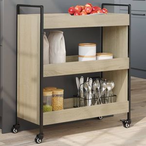 vidaXL - Keukentrolleyx30x82 - cm - bewerkt - hout - sonoma - eikenkleurig