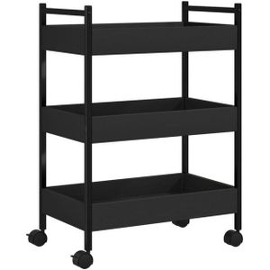 vidaXL - Keukentrolleyx30x70 - cm - bewerkt - hout - zwart