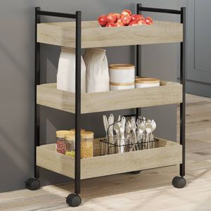 vidaXL - Keukentrolley - 50x30x70 - cm - bewerkt - hout - sonoma - eikenkleurig
