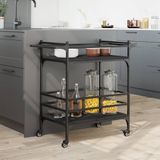 vidaXL - Keukentrolley - 82x40x78,5 - cm - bewerkt - hout - zwart