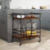 vidaXL - Keukentrolley - 82x40x78,5 - cm - bewerkt - hout - gerookt - eikenkleurig