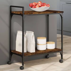 vidaXL - Keukentrolley - Gerookt Hout - 60,5x31x72,5 cm