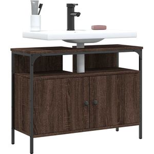 vidaXL - Wastafelkast - 80x30x60 - cm - bewerkt - hout - bruin - eikenkleurig