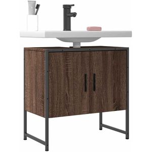 vidaXL - Wastafelkast - 60x33x60 - cm - bewerkt - hout - bruin - eikenkleurig