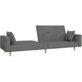 Schlafsofa 2-Sitzer mit 2 Kissen Hellgrau Stoff Vidaxl