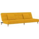 Schlafsofa 2-Sitzer mit 2 Kissen Gelb Stoff Vidaxl