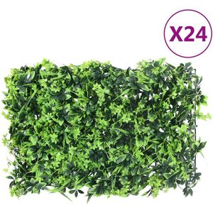 vidaXL Hek met kunstbladeren 24 st 40x60 cm groen