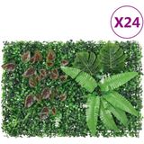 vidaXL Hek met kunstplanten 24 st 40x60 cm groen