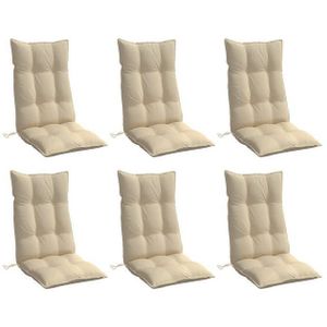 vidaXL Stoelkussens 6 st hoge rug oxford stof beige