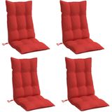 vidaXL - Stoelkussens - 4 - st - hoge - rug - oxford - stof - rood