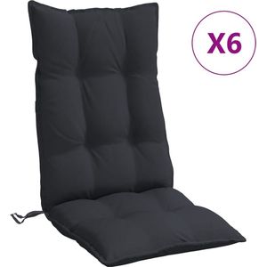 Hochlehner-Auflagen 6 Stk. Schwarz Oxford-Gewebe Vidaxl