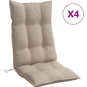 vidaXL - Stoelkussens - 4 - st - hoge - rug - oxford - stof - taupe